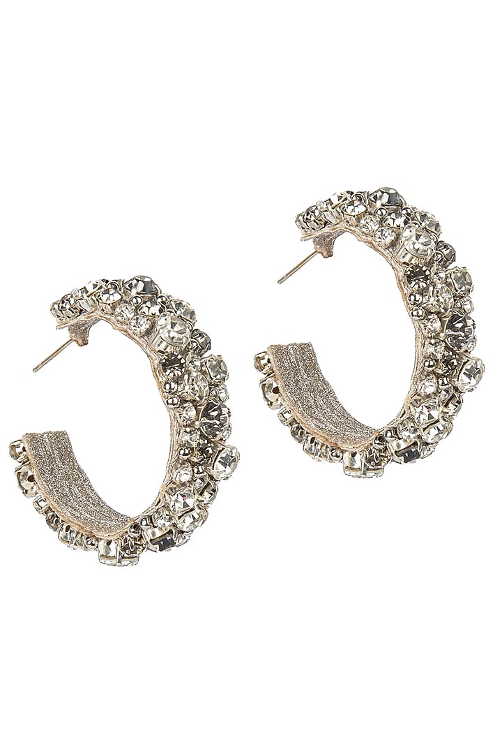 Silver Glass Bead & Glass Stone Earrings by Deepa Gurnani at Pernia's Pop Up Shop