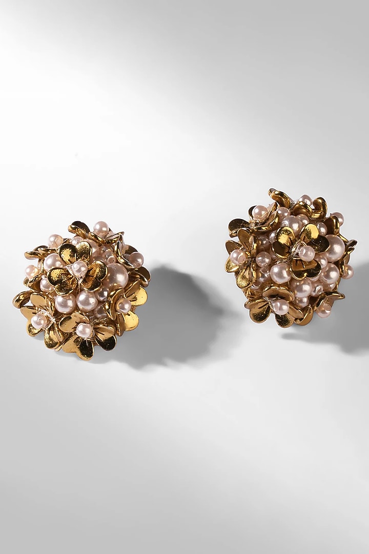 Gold Glass Stone Stud Earrings by Deepa Gurnani at Pernia's Pop Up Shop