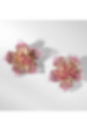 Fuchsia Glass Beaded Stud Earrings by Deepa Gurnani at Pernia's Pop Up Shop