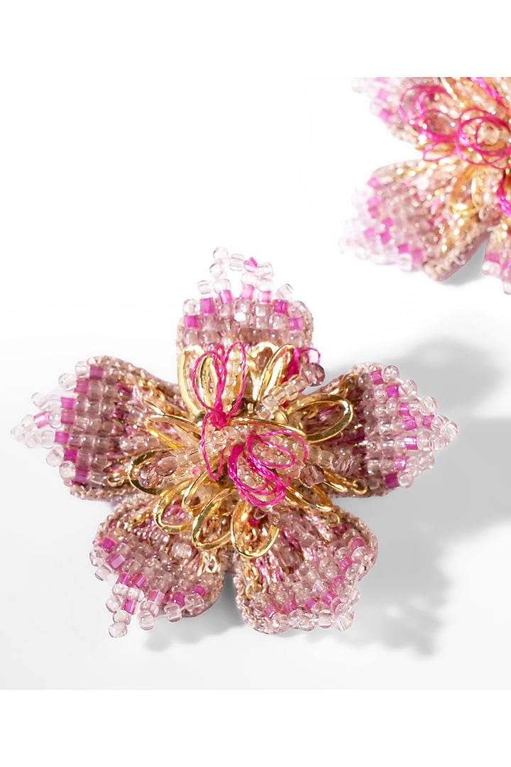 Fuchsia Glass Beaded Stud Earrings by Deepa Gurnani at Pernia's Pop Up Shop