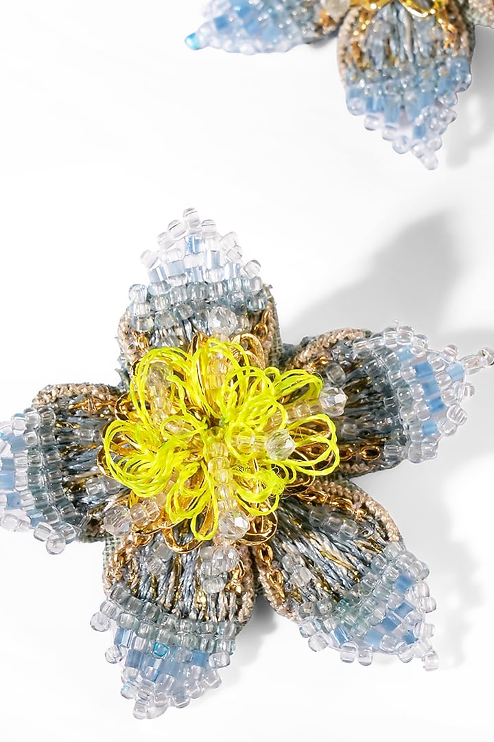 Blue Glass Beaded Stud Earrings by Deepa Gurnani at Pernia's Pop Up Shop