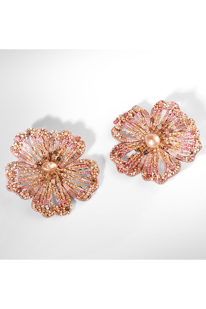 Dusty Pink Glass Beaded Stud Earrings by Deepa Gurnani at Pernia's Pop Up Shop