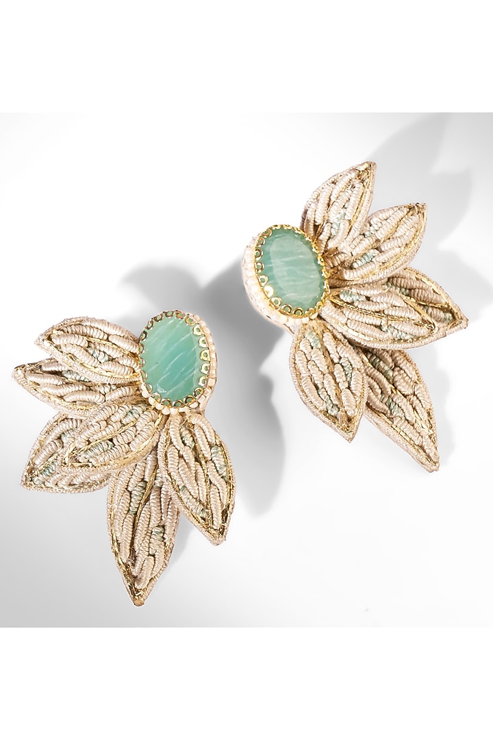Mint Glass Beaded Stud Earrings by Deepa Gurnani at Pernia's Pop Up Shop