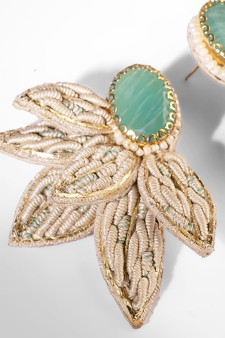 Mint Glass Beaded Stud Earrings by Deepa Gurnani at Pernia's Pop Up Shop