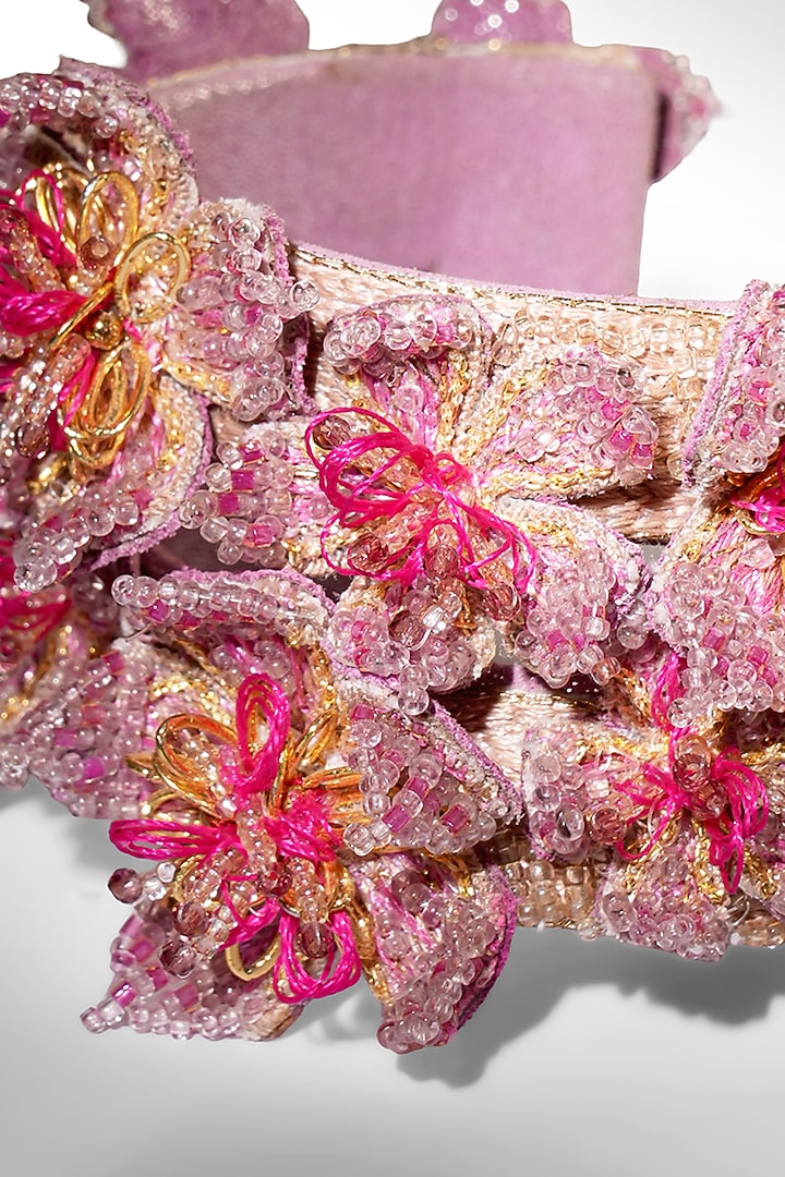 Fuchsia Nylon Thread & Glass Beaded Cuff by Deepa Gurnani at Pernia's Pop Up Shop