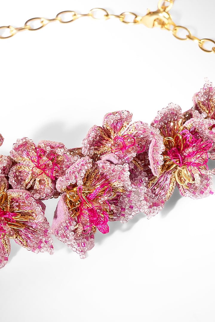 Fuchsia Nylon Thread & Glass Beaded Necklace by Deepa Gurnani at Pernia's Pop Up Shop
