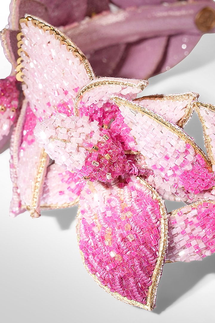 Pink Glass Beaded & Nylon Thread Headband by Deepa Gurnani at Pernia's Pop Up Shop