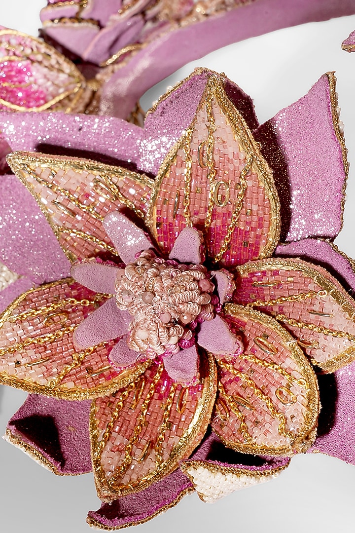 Pink Glass Beaded & Mother Of Pearl Headband by Deepa Gurnani at Pernia's Pop Up Shop