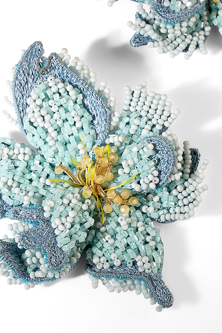 Blue Glass Beaded Stud Earrings by Deepa Gurnani at Pernia's Pop Up Shop