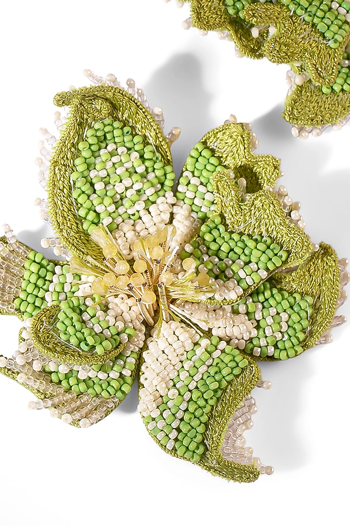 Green Glass Beaded Stud Earrings by Deepa Gurnani at Pernia's Pop Up Shop