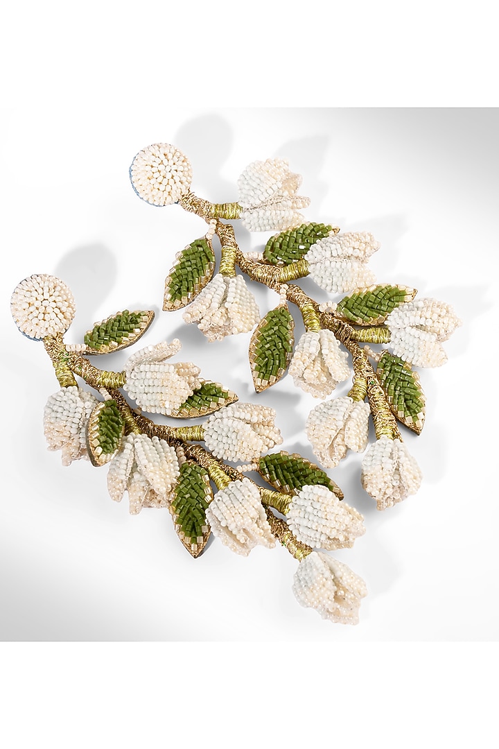 Baby Blue Glass Beaded & Cotton Thread Earrings by Deepa Gurnani at Pernia's Pop Up Shop