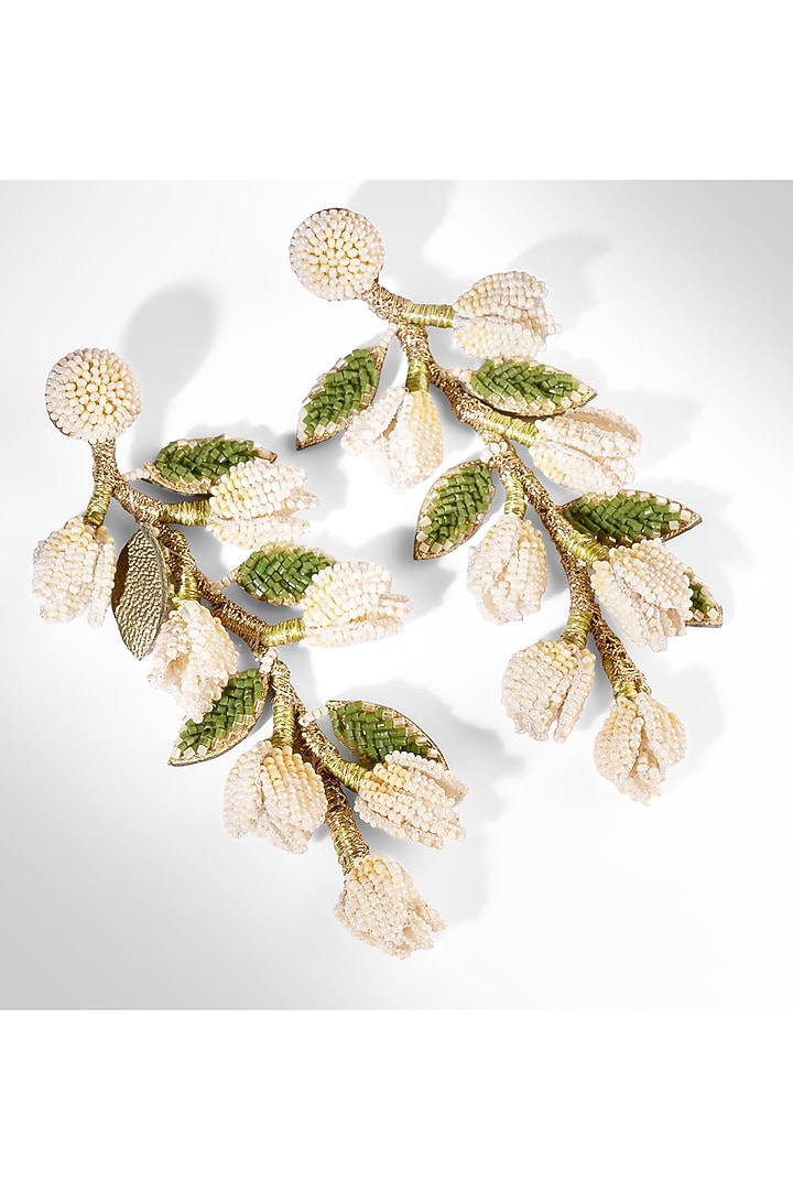 Baby Blue Glass Beaded & Cotton Thread Earrings by Deepa Gurnani at Pernia's Pop Up Shop