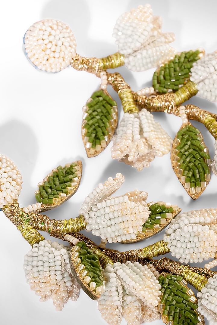 Baby Blue Glass Beaded & Cotton Thread Earrings by Deepa Gurnani at Pernia's Pop Up Shop