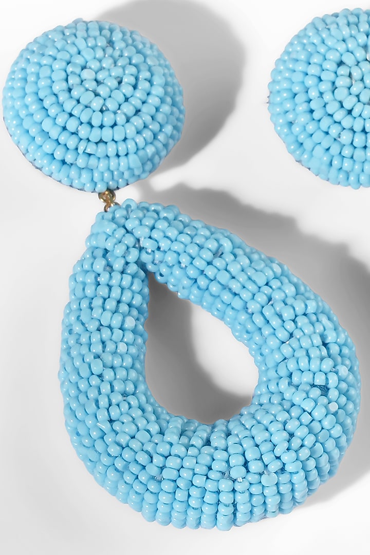 Turquoise Glass Beaded Dangler Earrings by Deepa Gurnani at Pernia's Pop Up Shop
