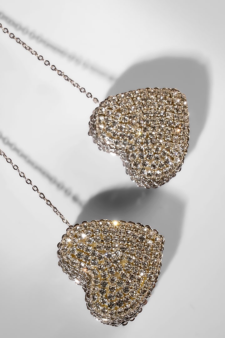 Silver Glass Crystal & Nylon Thread Dangler Earrings by Deepa Gurnani at Pernia's Pop Up Shop
