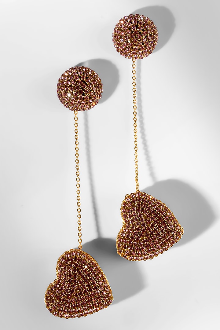 Pink Glass Crystal & Nylon Thread Dangler Earrings by Deepa Gurnani at Pernia's Pop Up Shop