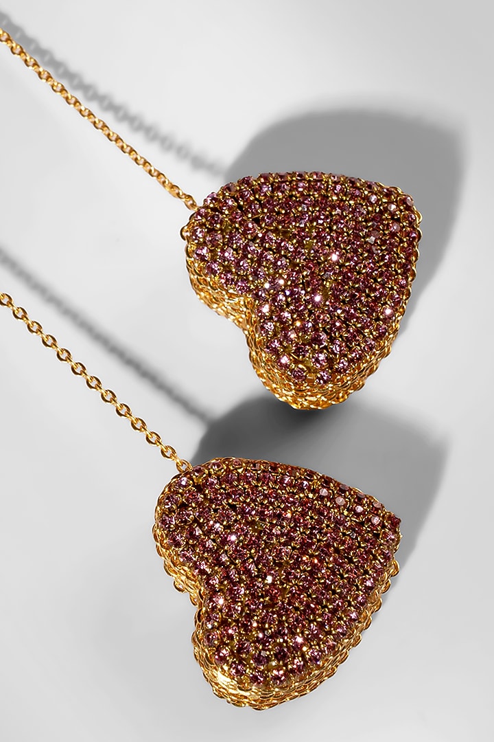 Pink Glass Crystal & Nylon Thread Dangler Earrings by Deepa Gurnani at Pernia's Pop Up Shop