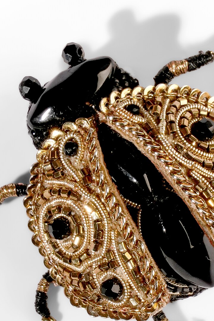 Gold Glass Crystal & Nylon Thread Ladybug Brooch by Deepa Gurnani at Pernia's Pop Up Shop