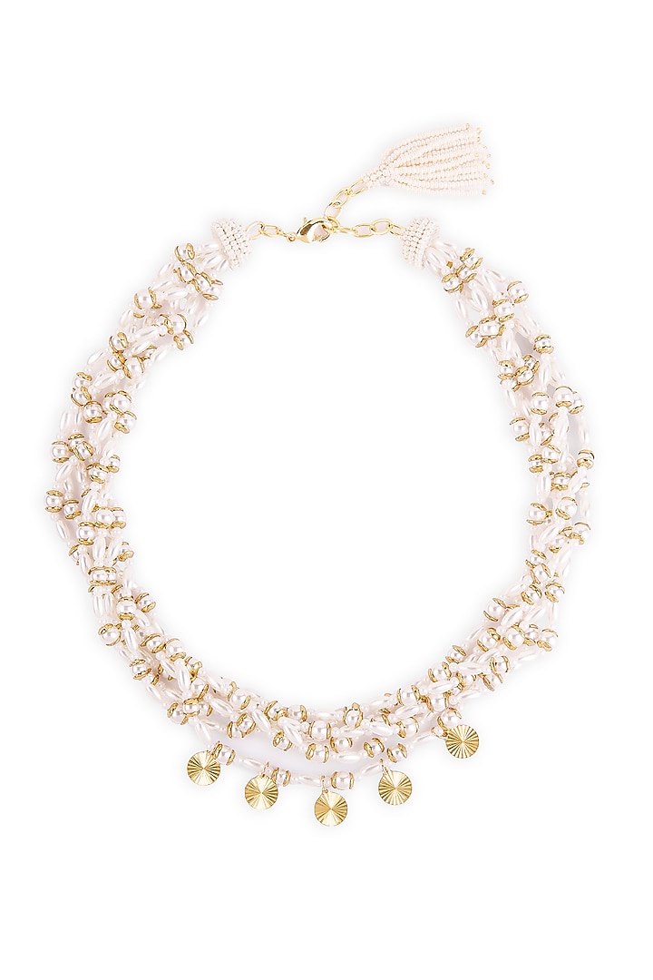 Ivory Glass Beaded Necklace by Deepa Gurnani at Pernia's Pop Up Shop