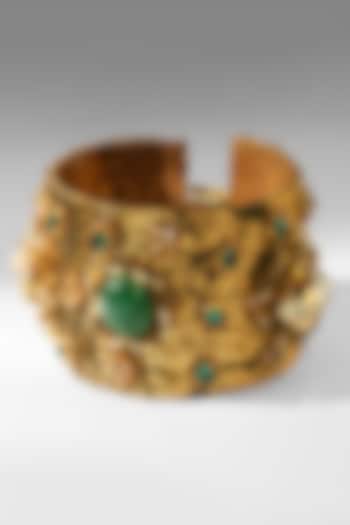 Gold Glass Beaded & Crystal Woven Bracelet by Deepa Gurnani at Pernia's Pop Up Shop