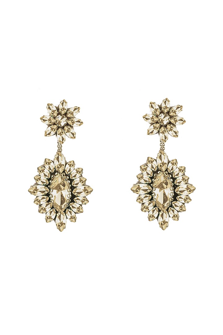 Gold Glass Bead & Glass Stone Dangler Earrings by Deepa Gurnani at Pernia's Pop Up Shop