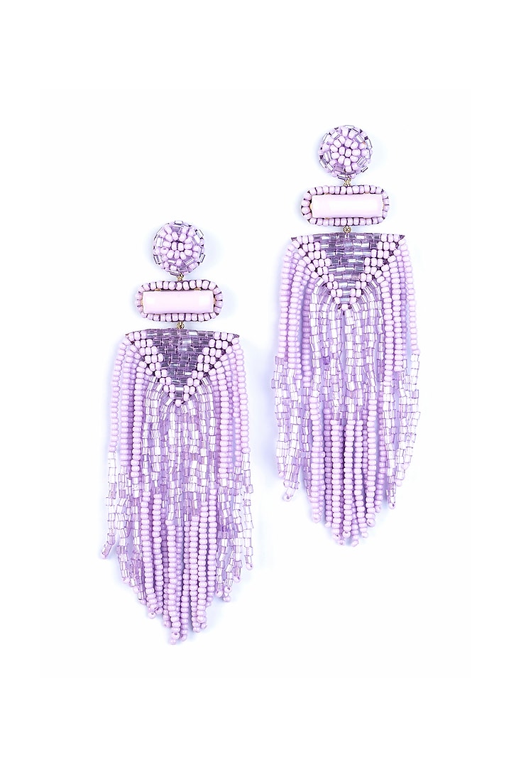 Lavender Glass Bead & Crystal Dangler Earrings by Deepa Gurnani at Pernia's Pop Up Shop
