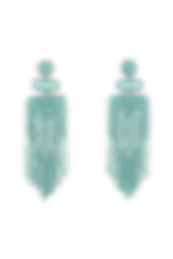 Turquoise Glass Bead & Crystal Dangler Earrings by Deepa Gurnani at Pernia's Pop Up Shop