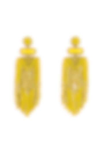 Yellow Glass Bead & Crystal Dangler Earrings by Deepa Gurnani at Pernia's Pop Up Shop