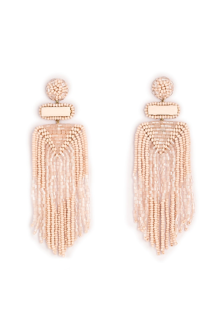 Blush Pink Bead & Crystal Dangler Earrings by Deepa Gurnani at Pernia's Pop Up Shop