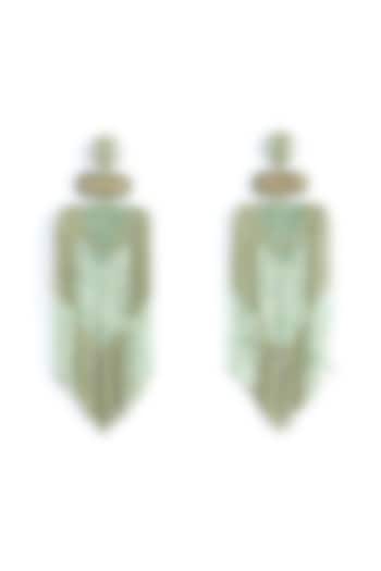 Olive Green Glass Bead & Crystal Dangler Earrings by Deepa Gurnani at Pernia's Pop Up Shop