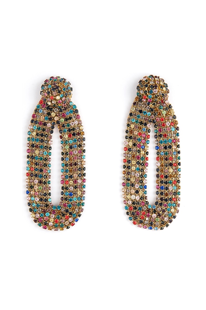 Multi-Colored Glass Bead & Crystal Dangler Earrings by Deepa Gurnani at Pernia's Pop Up Shop