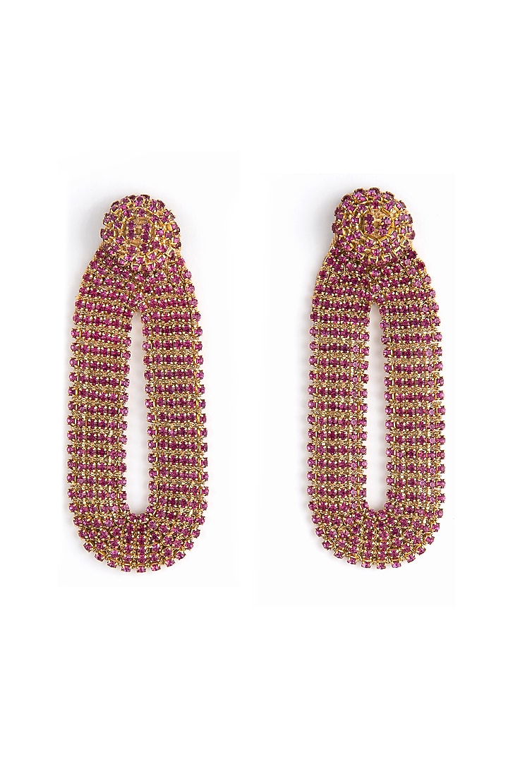 Pink Glass Bead & Crystal Dangler Earrings by Deepa Gurnani at Pernia's Pop Up Shop