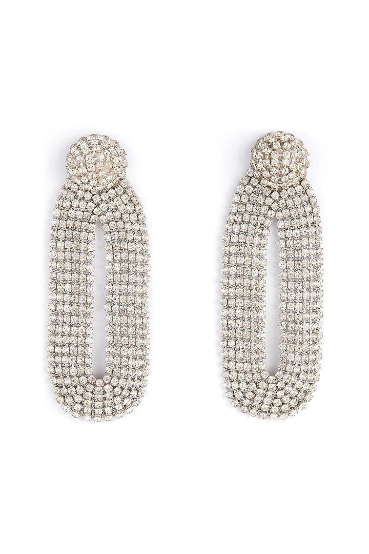 Silver Glass Bead & Crystal Dangler Earrings by Deepa Gurnani at Pernia's Pop Up Shop