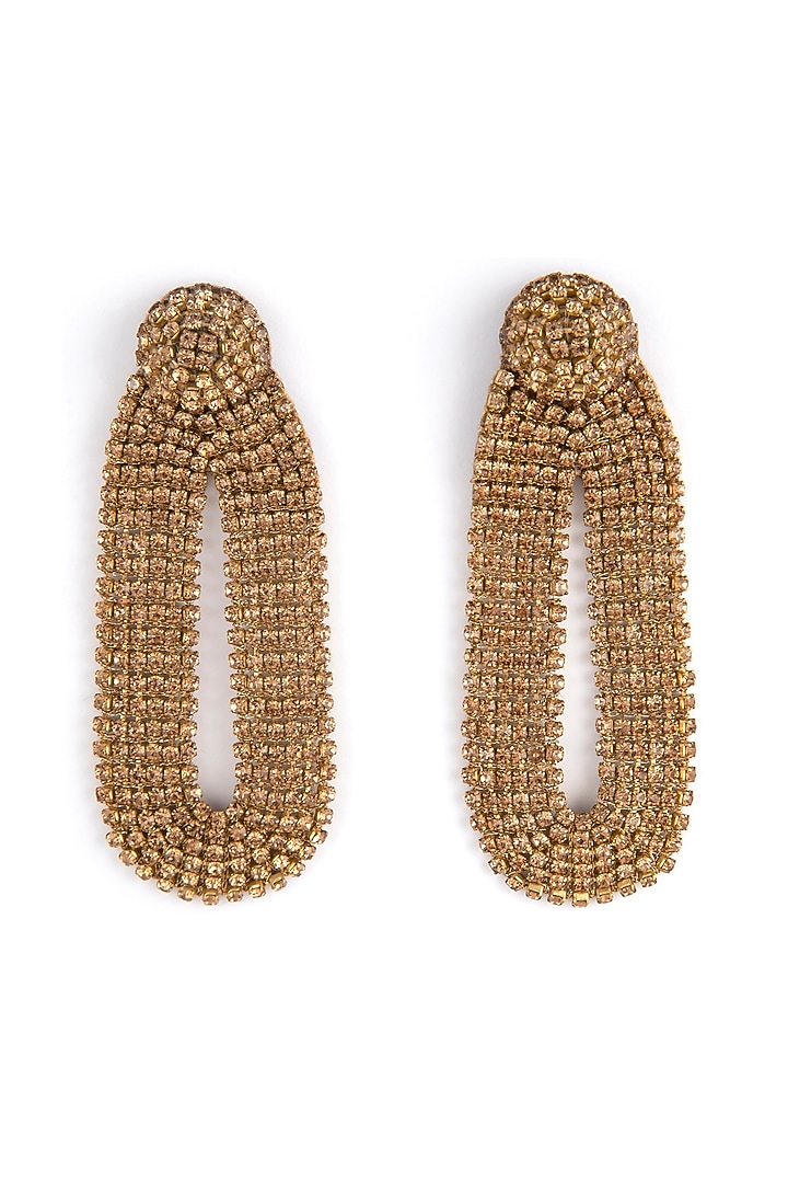 Gold Glass Bead & Crystal Dangler Earrings by Deepa Gurnani at Pernia's Pop Up Shop