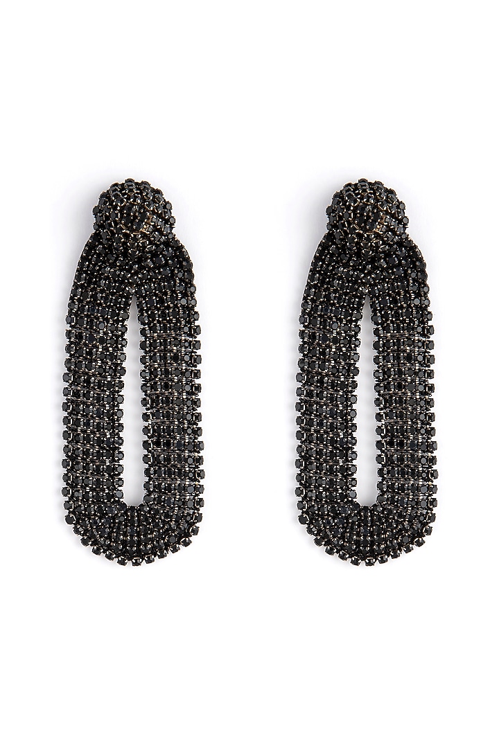 Black Glass Bead & Crystal Dangler Earrings by Deepa Gurnani at Pernia's Pop Up Shop