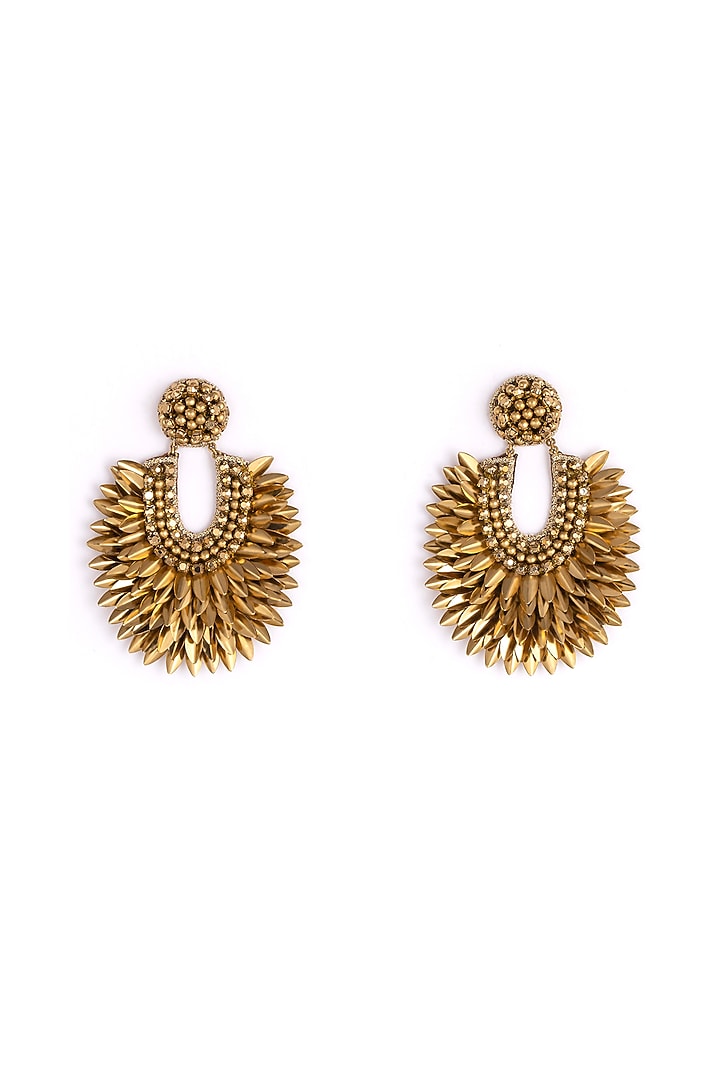 Gold Glass Bead & Crystal Dangler Earrings by Deepa Gurnani at Pernia's Pop Up Shop