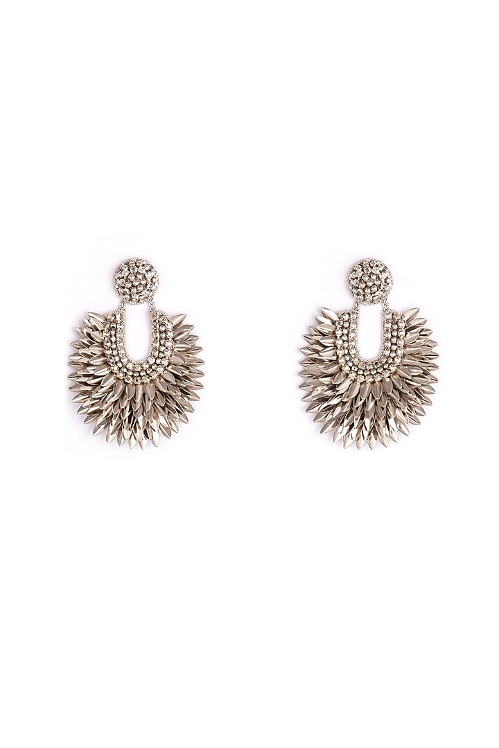 Silver Glass Bead & Crystal Dangler Earrings by Deepa Gurnani at Pernia's Pop Up Shop