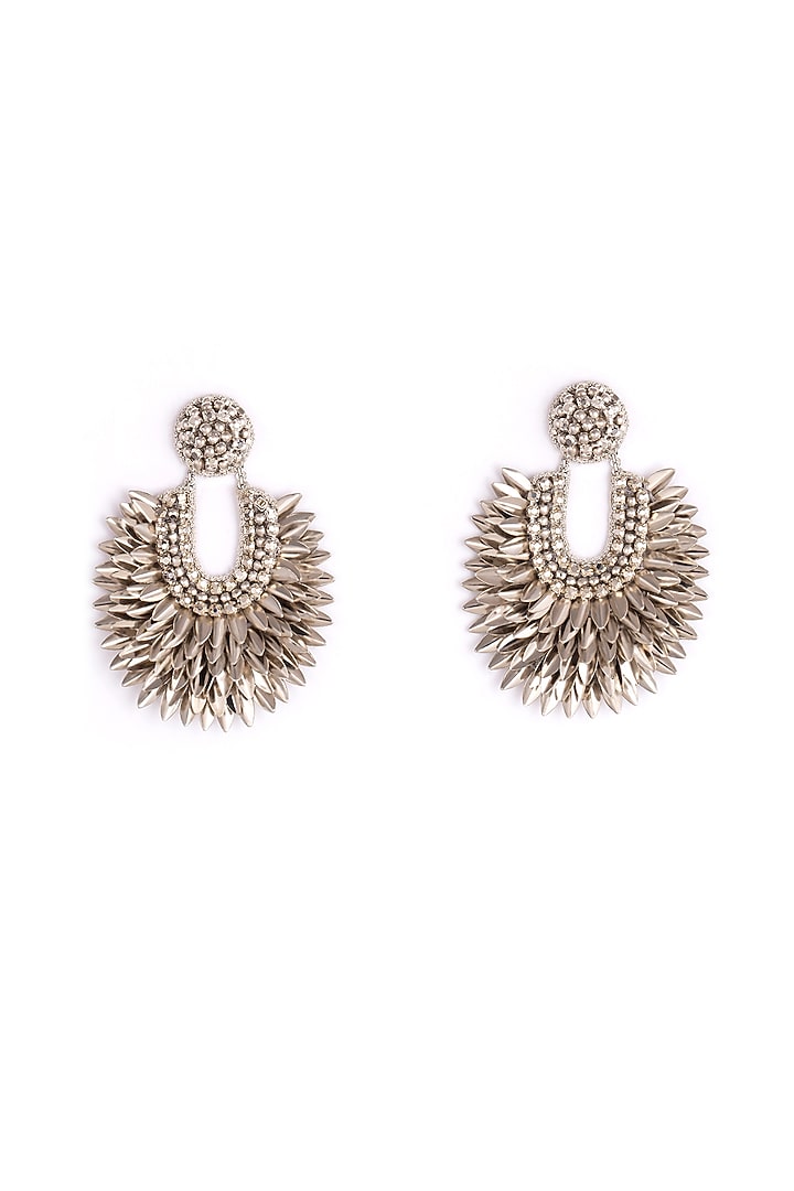 Silver Glass Bead & Crystal Dangler Earrings by Deepa Gurnani at Pernia's Pop Up Shop