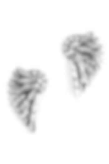 Silver Glass Bead & Crystal Hand Embroidered Wing-Shaped Earrings by Deepa Gurnani at Pernia's Pop Up Shop