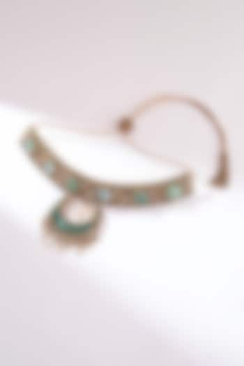 Green Hand Embroidered Necklace by Deepa Gurnani at Pernia's Pop Up Shop