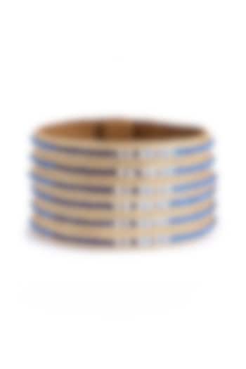 Blue Glass Bead & Scallop Embellished Cuff by Deepa Gurnani at Pernia's Pop Up Shop