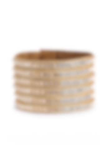 Grey Glass Bead & Scallop Embellished Cuff by Deepa Gurnani at Pernia's Pop Up Shop