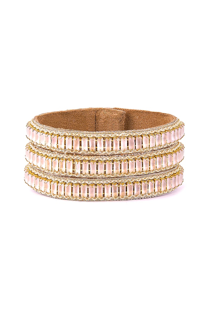 Gold Glass Beaded & Embellished Bracelet by Deepa Gurnani at Pernia's Pop Up Shop