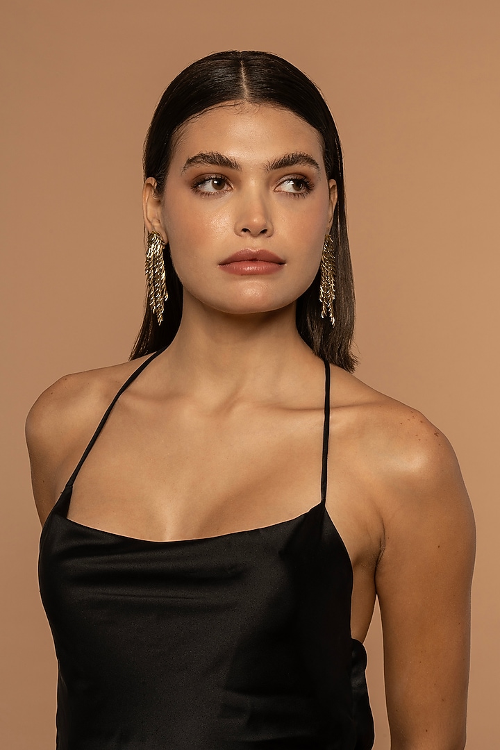 Gold Glass Beaded Dangler Earrings by Deepa Gurnani at Pernia's Pop Up Shop