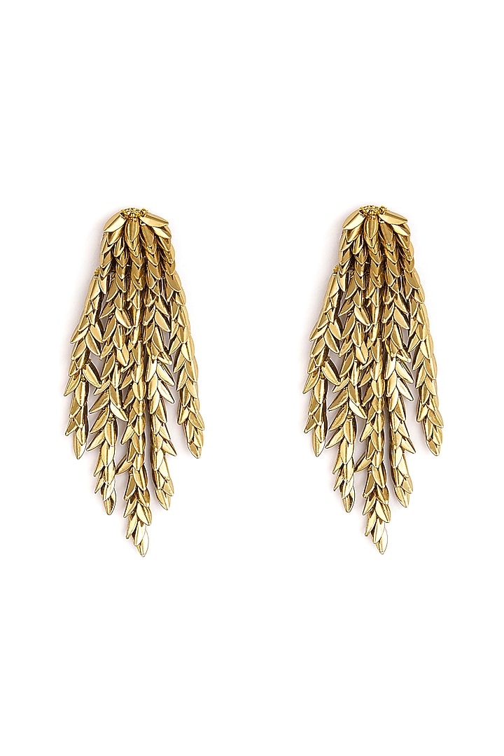 Gold Glass Beaded Dangler Earrings by Deepa Gurnani at Pernia's Pop Up Shop