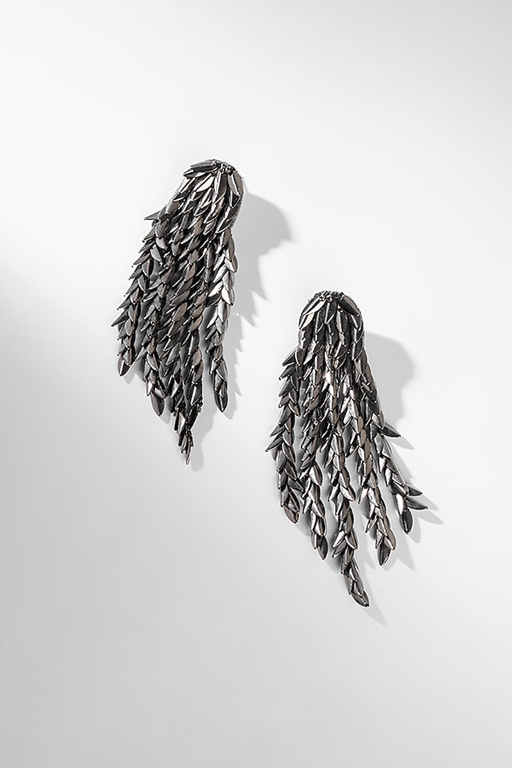 Gunmetal Glass Beaded Dangler Earrings by Deepa Gurnani at Pernia's Pop Up Shop