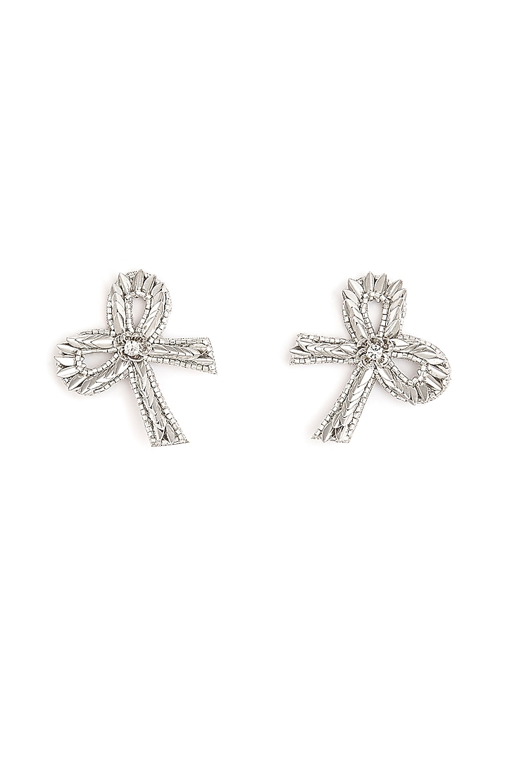 Silver Glass Beaded Stud Earrings by Deepa Gurnani at Pernia's Pop Up Shop