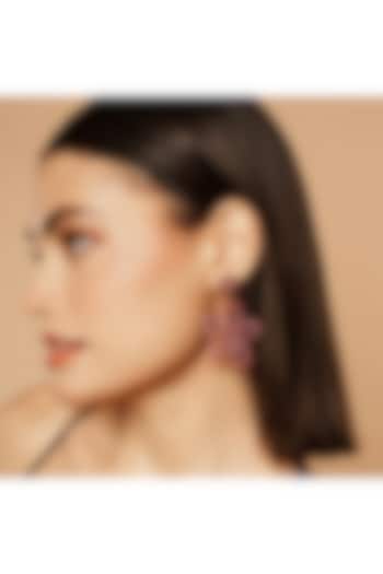 Pink Glass Beaded Floral Dangler Earrings by Deepa Gurnani at Pernia's Pop Up Shop