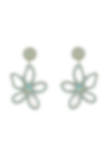 Turquoise Glass Beaded Floral Dangler Earrings by Deepa Gurnani at Pernia's Pop Up Shop