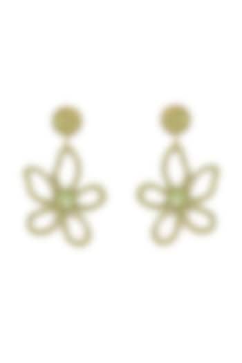 Lime Green Glass Beaded Floral Dangler Earrings by Deepa Gurnani at Pernia's Pop Up Shop